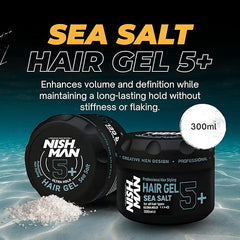 NISHMAN Ultra Hold Sea Salt Hair Gel 300 ml – Gel Capelli Tenuta Ultra Forte
