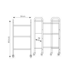 Carrello Porta Accessori a 3 Ripiani – Vetro Satinato e Struttura in Metallo
