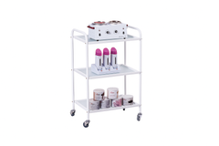 Carrello Porta Accessori a 3 Ripiani – Vetro Satinato e Struttura in Metallo