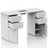 Tavolo Ricostruzione Unghie con Aspiratore Polveri a 6 Cassetti in Legno- Bianco