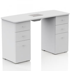 Tavolo Ricostruzione Unghie con Aspiratore Polveri a 6 Cassetti in Legno- Bianco