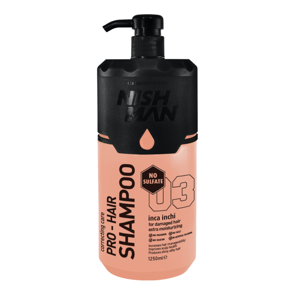 NISHMAN Professional Hair Shampoo Sulfate Free 1250 ml – Shampoo Senza Solfati con Olio Inca Inchi