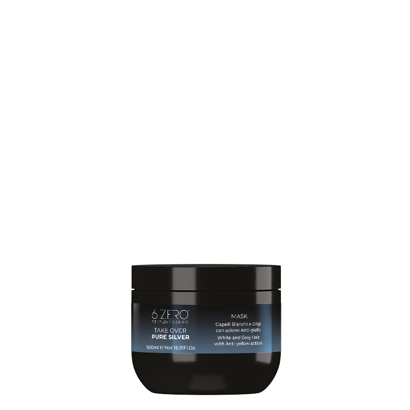 6.ZERO Maschera Antigiallo per Capelli Bianchi, Grigi e Decolorati- Pure Silver- 500 ml