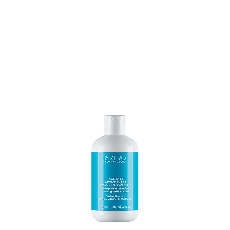 6.ZERO Shampoo Bivalente per Cute Grassa, con Forfora e Lunghezze Secche- Active Sheer -