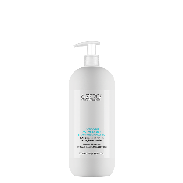 6.ZERO Shampoo Bivalente per Cute Grassa, con Forfora e Lunghezze Secche- Active Sheer -