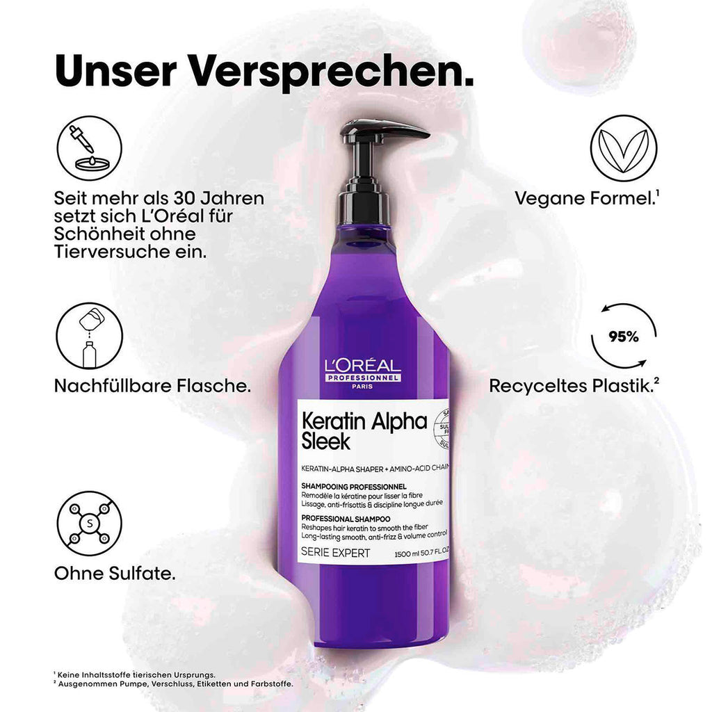 L' Oreal Serie Expert Keratin Alpha Sleek Professional-  Shampoo