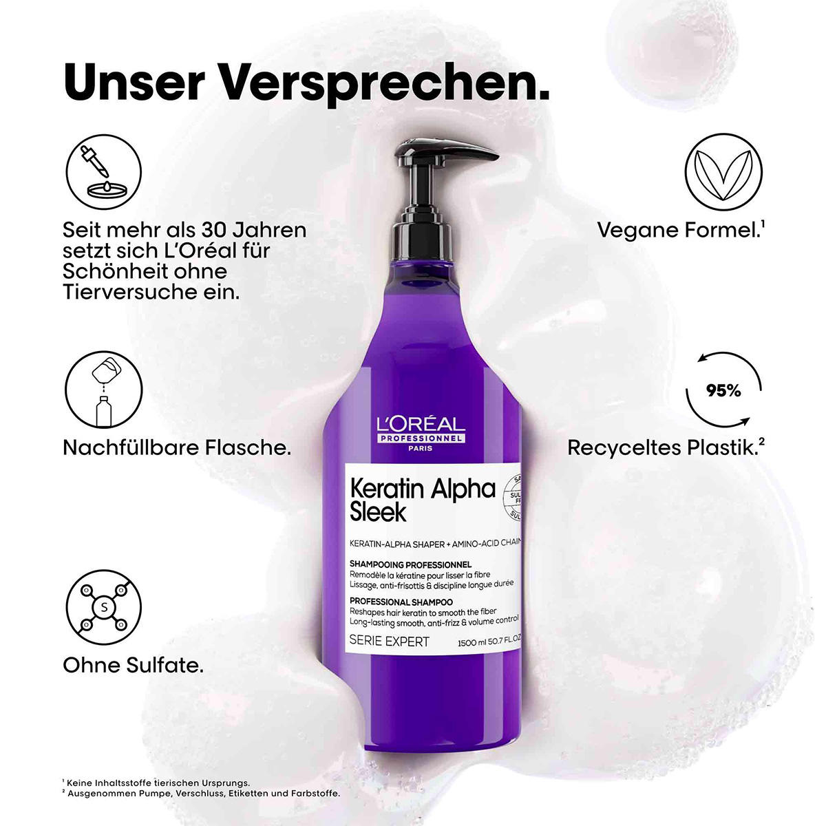 L' Oreal Serie Expert Keratin Alpha Sleek Professional-  Shampoo