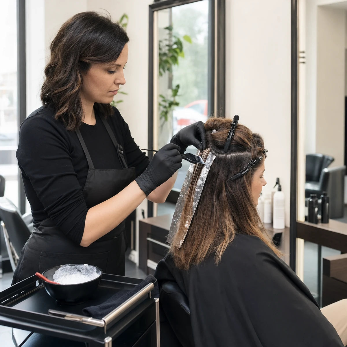 Professionista hair care al lavoro in salone