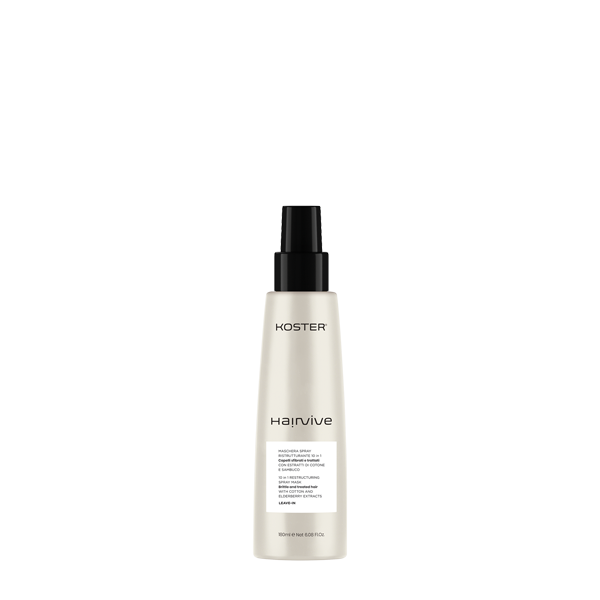 KOSTER Hairvive Maschera Spray Ristrutturante 10 in 1 - per Capelli Sfibrati e Trattati-