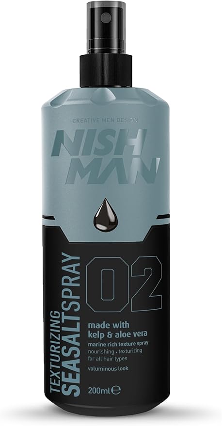 NISHMAN Sea Salt Spray 02 Kelp & Aloe Vera 200 ml – Spray Texturizzante Capelli Effetto Beach Waves