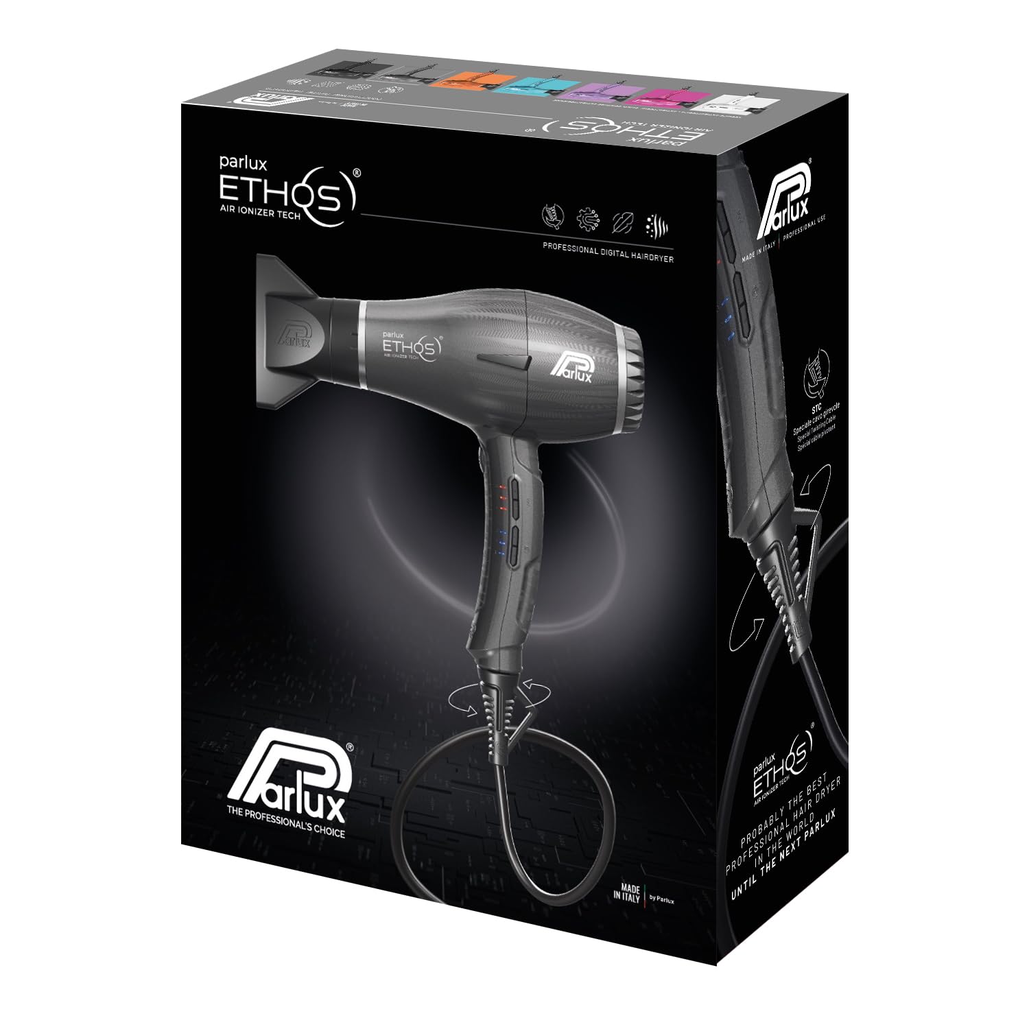 Parlux Asciugacapelli Ethos con Motore Digitale- Nero