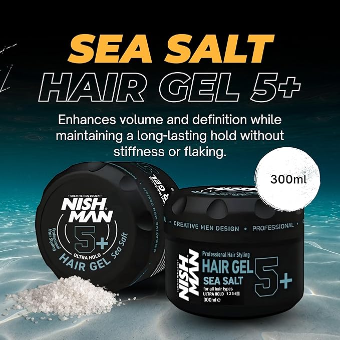 NISHMAN Ultra Hold Sea Salt Hair Gel 300 ml – Gel Capelli Tenuta Ultra Forte