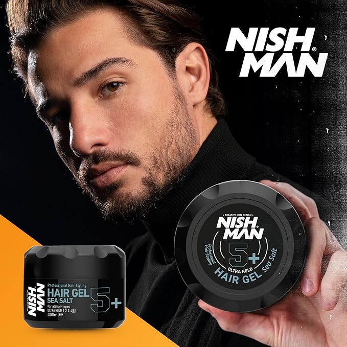 NISHMAN Ultra Hold Sea Salt Hair Gel 300 ml – Gel Capelli Tenuta Ultra Forte