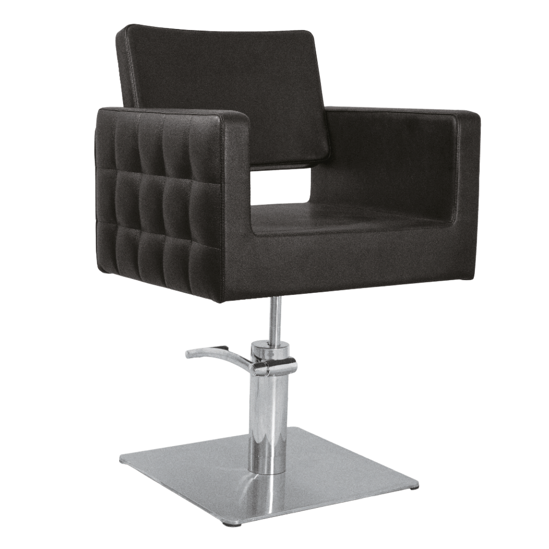 Sedia poltrona da parrucchiere Salone Diamond- Base Quadrata- Nero