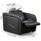 Lavatesta Professionale Aqua Elegance- con Alzagambe Manuale- Nero Con Ceramica Bianca
