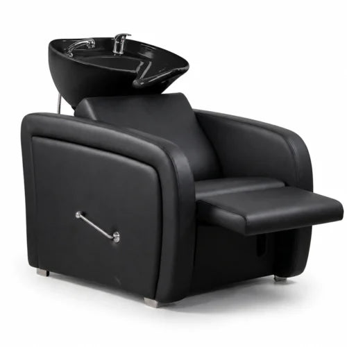 Lavatesta Professionale Aqua Elegance- con Alzagambe Manuale- Nero Con Ceramica Bianca