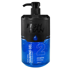 NISHMAN Gel da Barba Blu N.2 1000 ml – Gel da Barba Energizzante Fresh Active