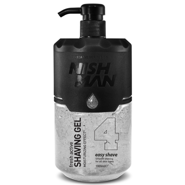 NISHMAN Gel da Barba Incolore N.4 1000 ml – Gel da Barba Energizzante Fresh Active