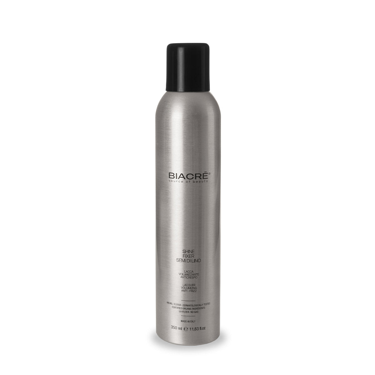 BIACRÉ Shine Fixer Semi di Lino - Lacca Ecologica Volumizzante e Anticrespo- 350 ml