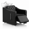 Lavatesta per Parrucchieri Chester- con Leva per l'alzata gambe- Nero Con Ceramica Bianca