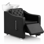 Lavatesta per Parrucchieri Chester- con Leva per l'alzata gambe- Nero Con Ceramica Bianca