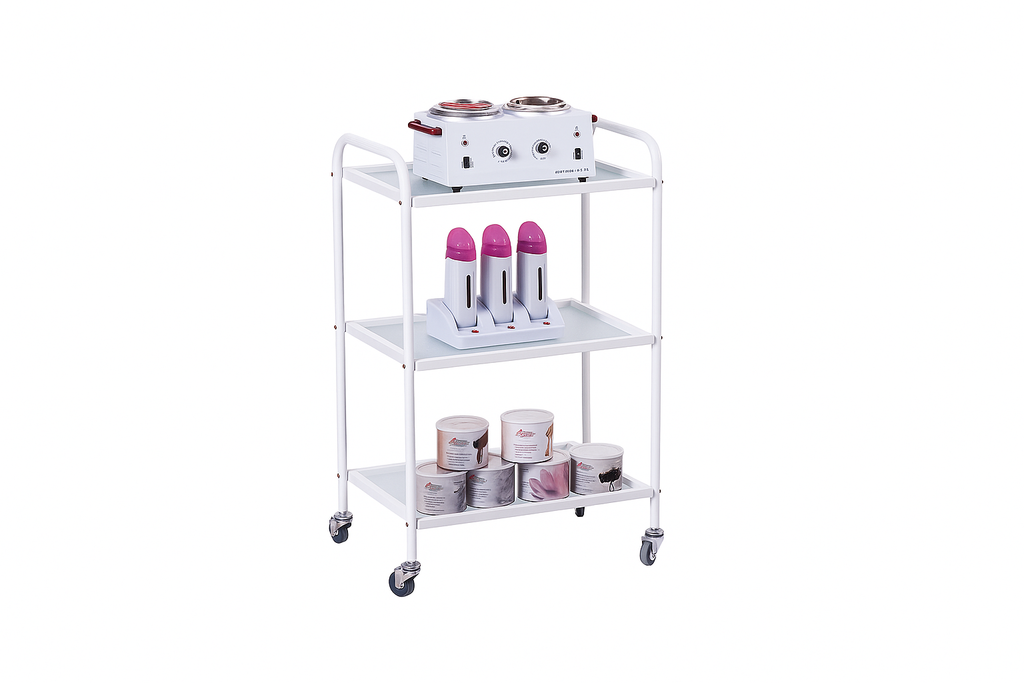 Carrello Porta Accessori a 3 Ripiani – Vetro Satinato e Struttura in Metallo
