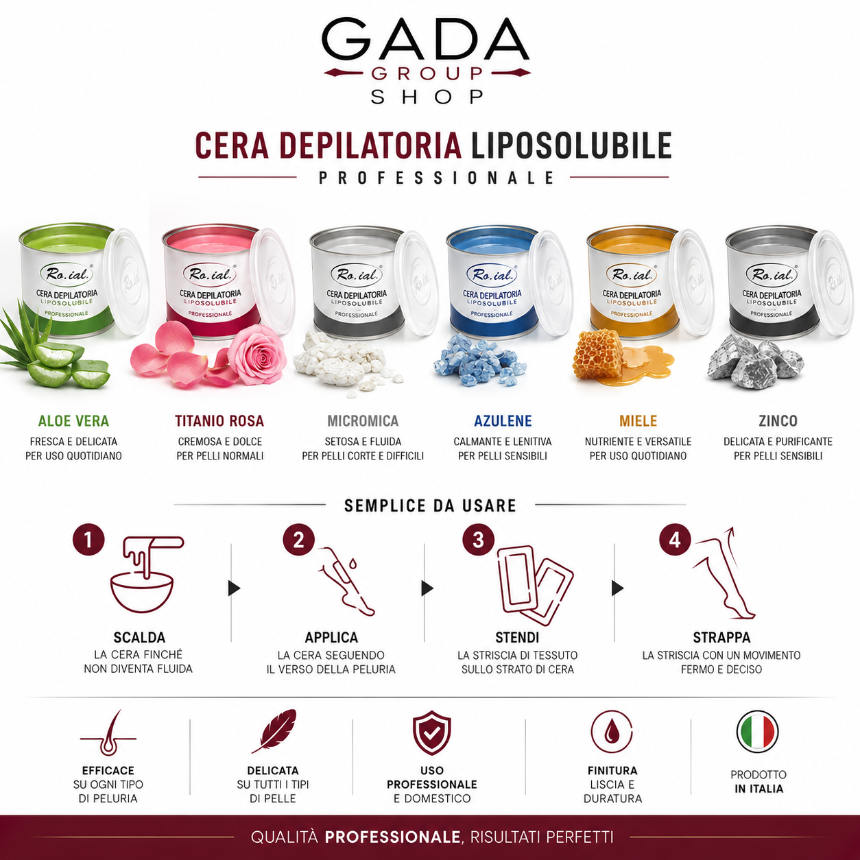 Roial Cera Depilatoria Liposolubile Micromica - per Pelli Delicate- 400 ml (Copy)