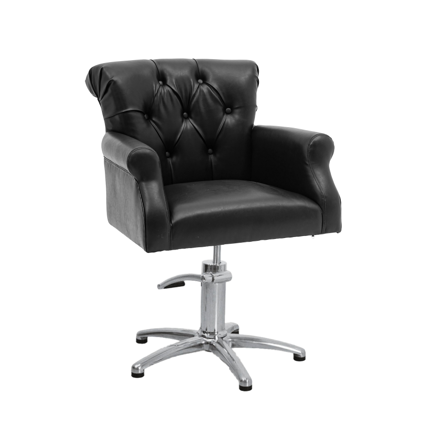 Sedia poltrona da parrucchiere Salone Chester- Base a stella- Nero