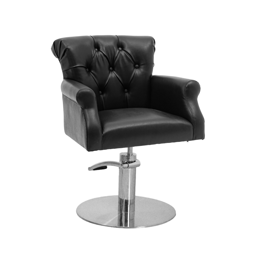 Sedia poltrona da parrucchiere Salone Chester- Base Tonda- Nero