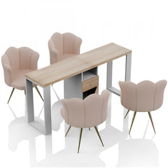 Tavolo Ricostruzione Unghie in Legno- Nails Doppio-  Bianco Rovere