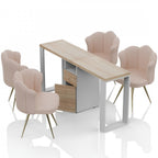 Tavolo Ricostruzione Unghie in Legno- Nails Doppio-  Bianco Rovere