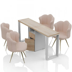 Tavolo Ricostruzione Unghie in Legno- Nails Doppio-  Bianco Rovere