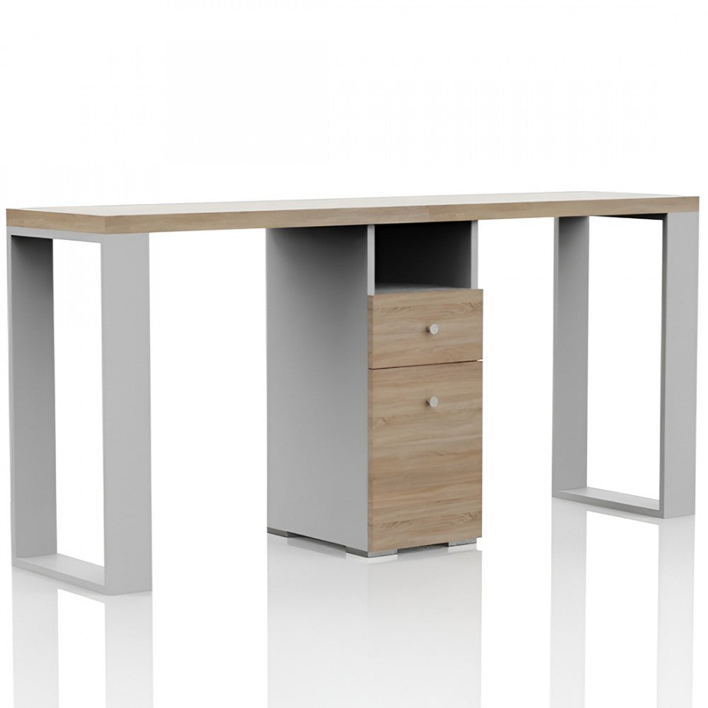 Tavolo Ricostruzione Unghie in Legno- Nails Doppio-  Bianco Rovere