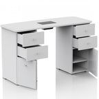 Tavolo Ricostruzione Unghie con Aspiratore Polveri a 6 Cassetti in Legno-  Bianco