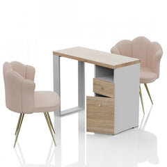 Tavolo Ricostruzione Unghie in Legno- Nails-  Bianco Rovere
