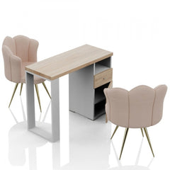 Tavolo Ricostruzione Unghie in Legno- Nails-  Bianco Rovere