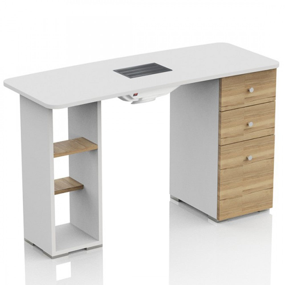 Tavolo Ricostruzione Unghie con Aspiratore Polveri a 4 Cassetti- in Legno