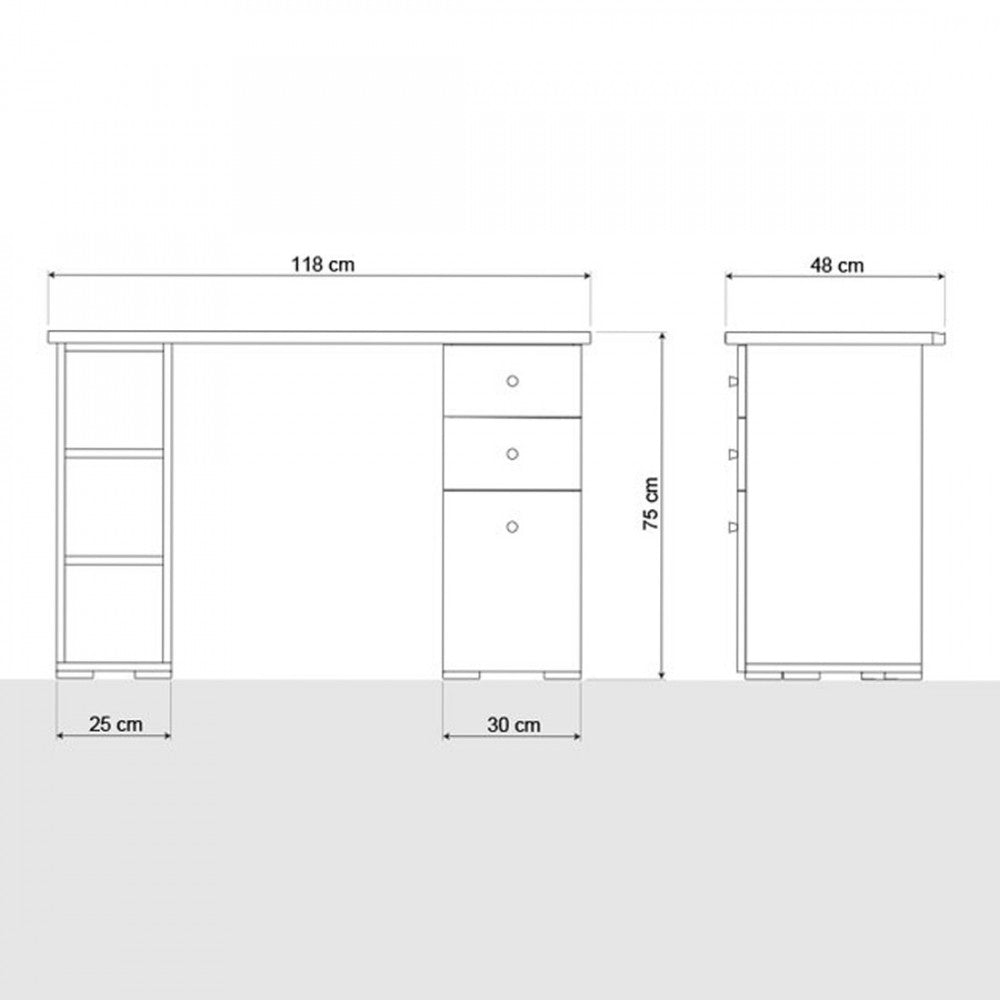 Tavolo Ricostruzione Unghie con Aspiratore Polveri a 6 Cassetti in Legno-  Bianco e Rovere